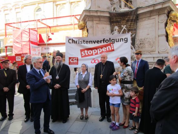 Besinnung mit Kardinal Schönborn bei der Pestsäule am Wiener Graben